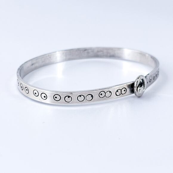 Vintage Sterling Silver 925 Buckle Motif Bangle Bracelet - Picture 3 of 9